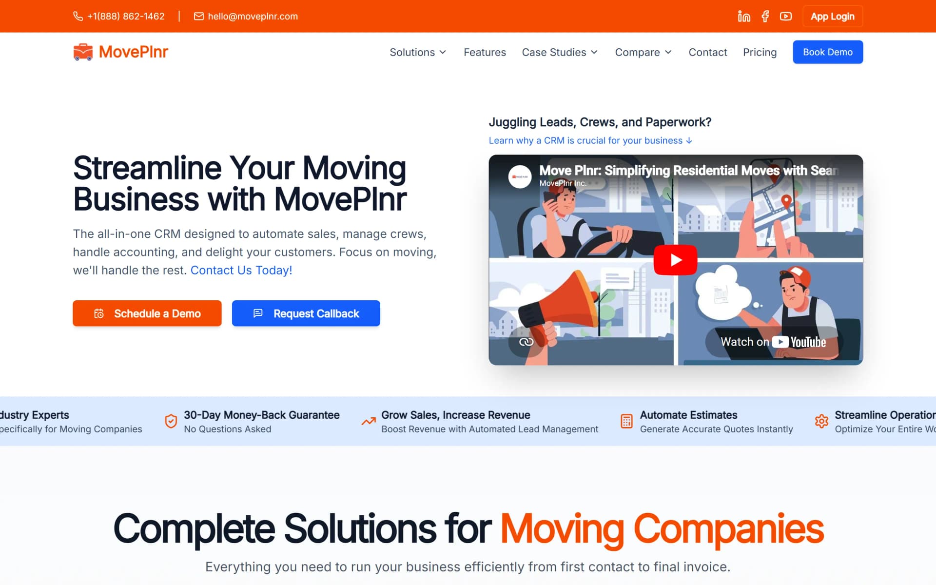 MovePlnr marketing site home page, desktop and mobile views.